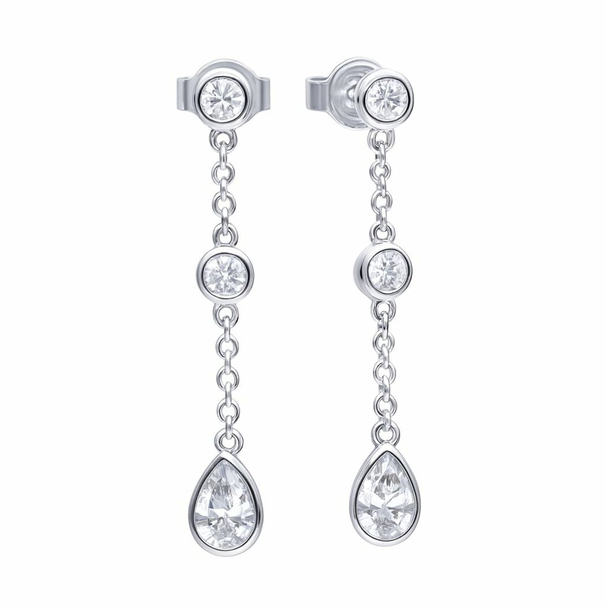 Boucles d'Oreilles Femme Diamonfire - Argent 925 - Zirconia Rond - 3 cm