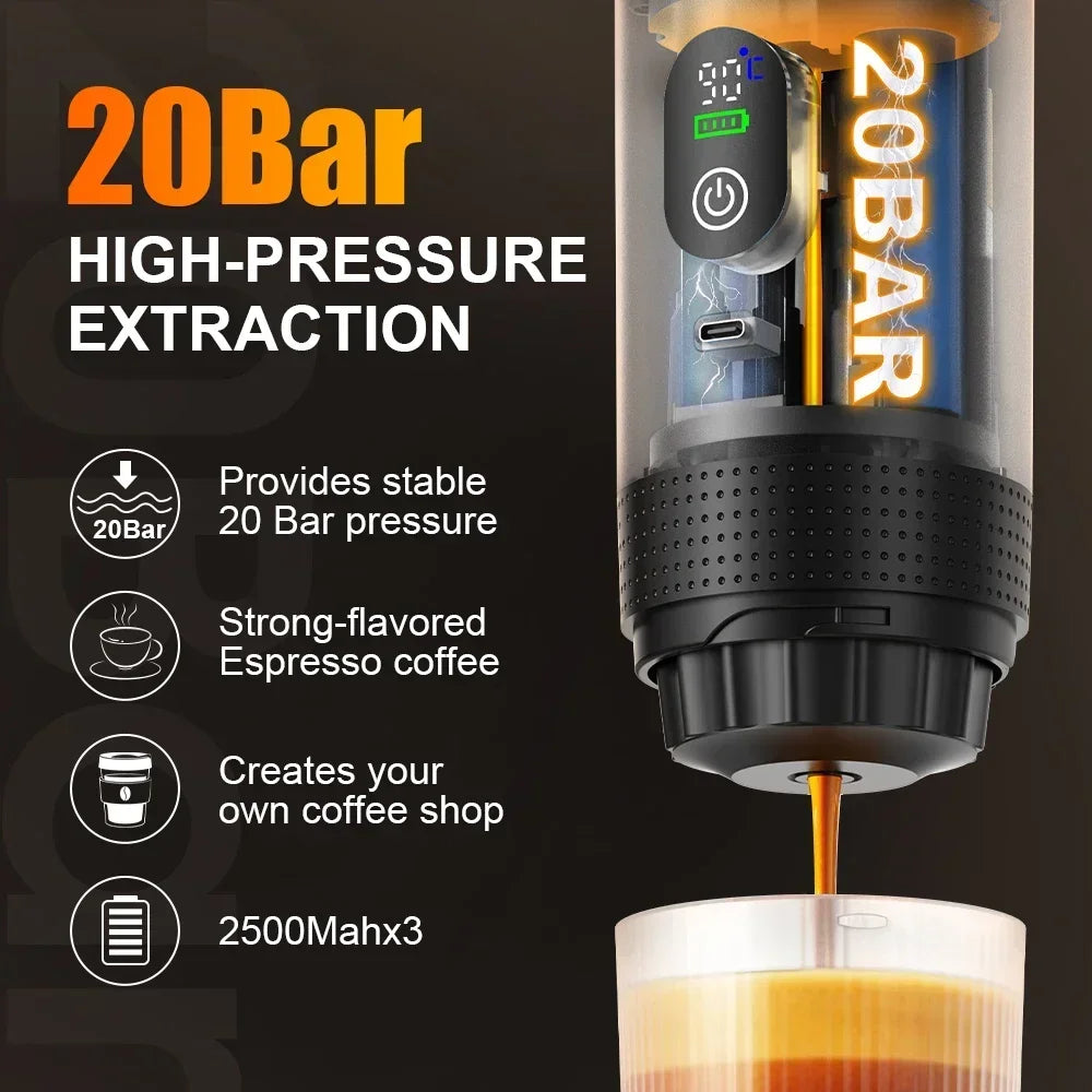 Machine Expresso Portable 3-en-1 - Cafetière Capsules Écran Digital