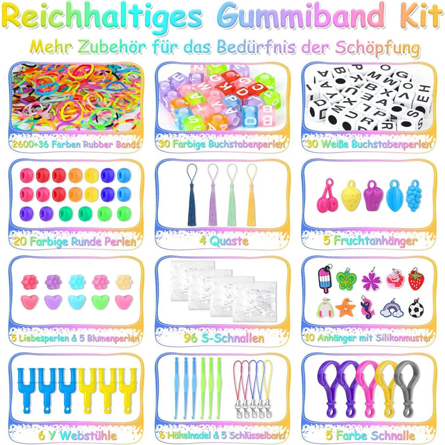 Kit Bracelets Élastiques 2700 Pièces - 36 Couleurs DIY Créatif Enfant
