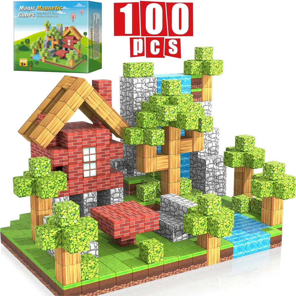 Lot de 100 Cubes Magnétiques de Construction - Jeu Éducatif STEM Enfant 6+