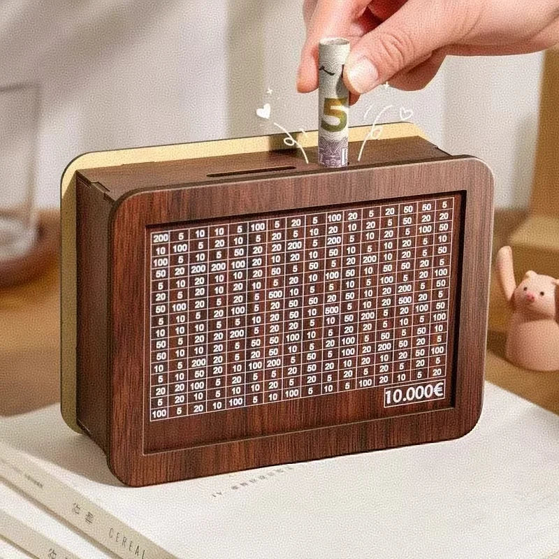 Tirelire d'Épargne en Bois 1000€ - Défi Économies Motivant